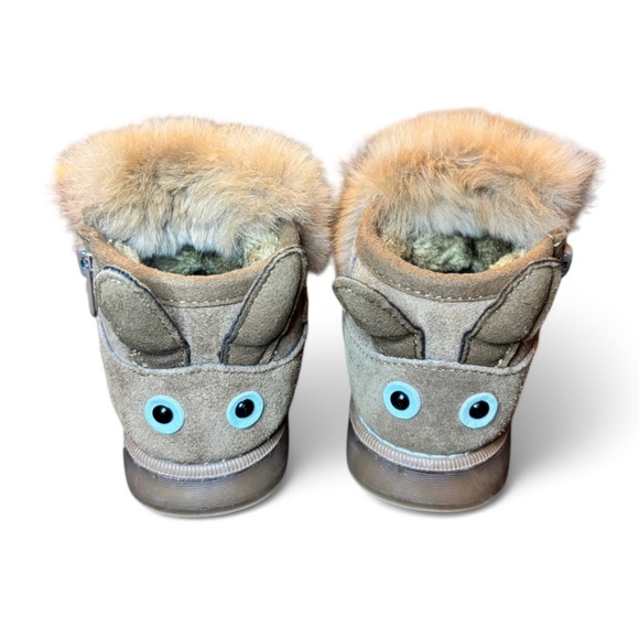 Unisex Kids Brown Lined Boots Light up Bunny Snow Winter Size 5 - Picture 3 of 7